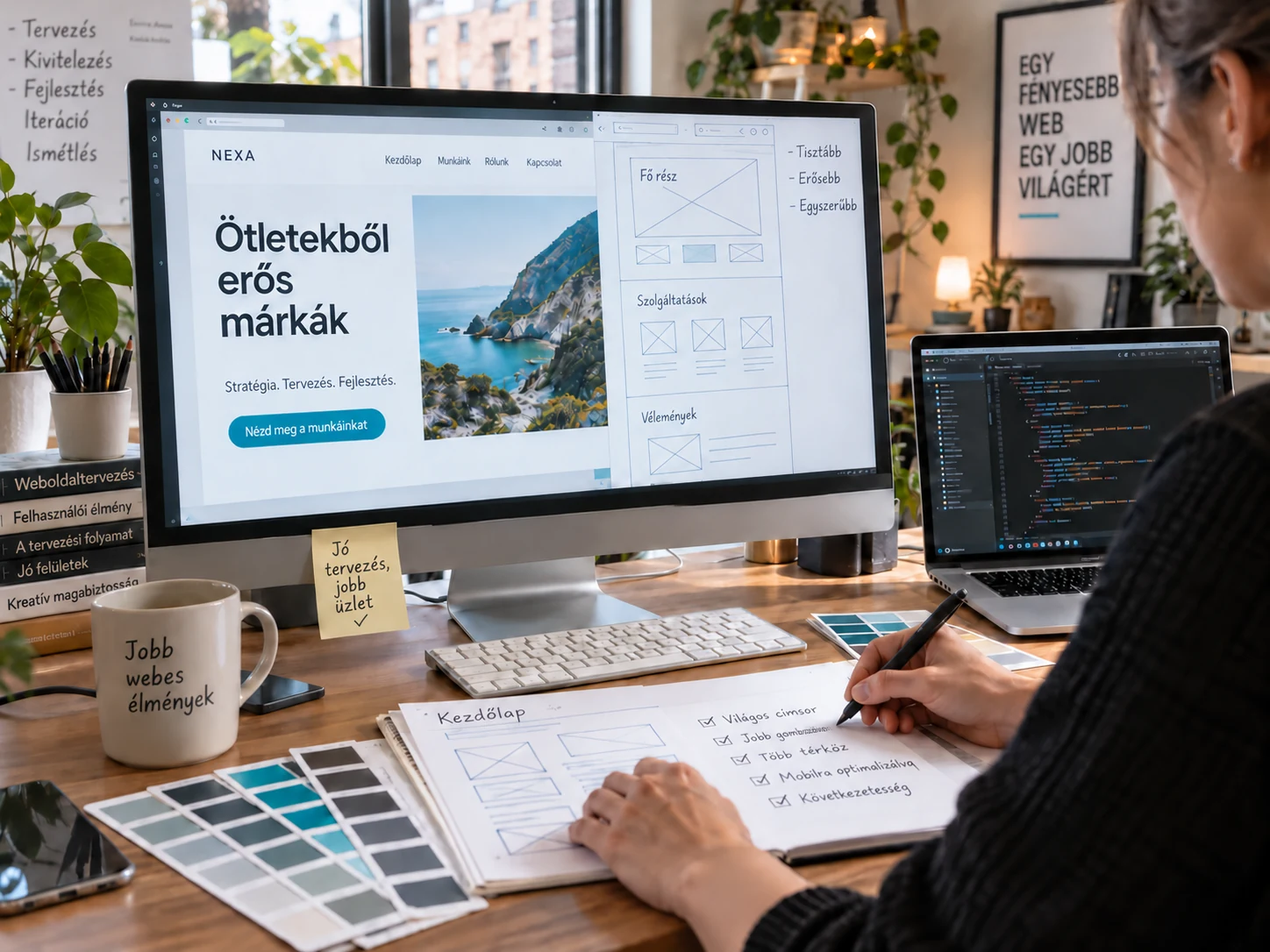 Weboldaltervező magyar szövegű honlapon dolgozik